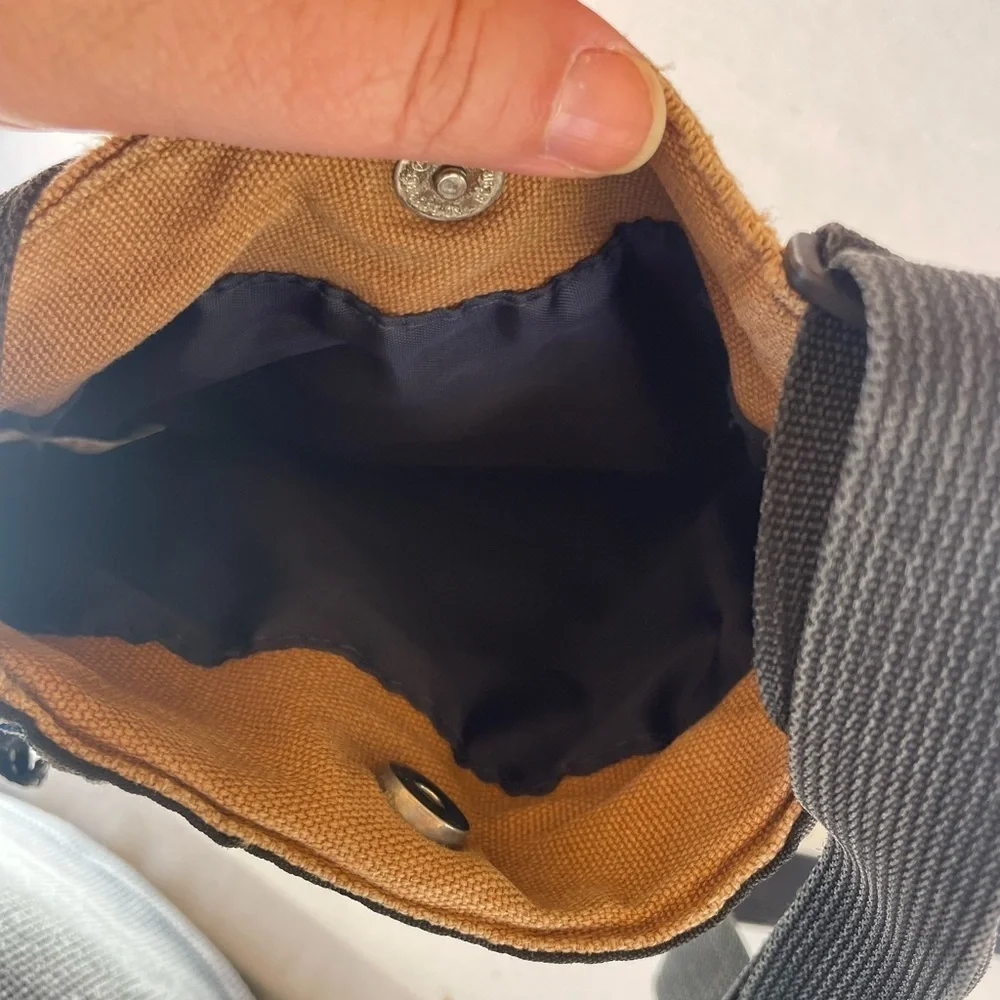 KAVU Tan Crossbody Bag with Patterned Trim